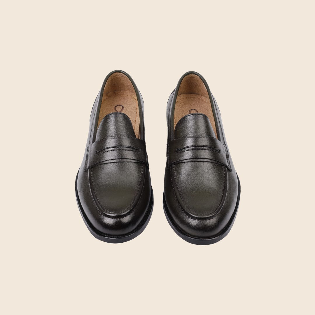 Avine in Leather - Deep Olive