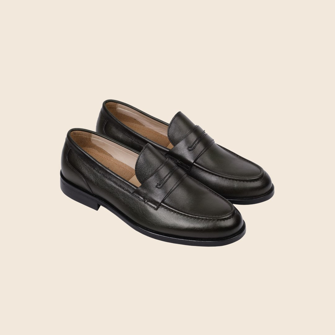 Avine in Leather - Deep Olive